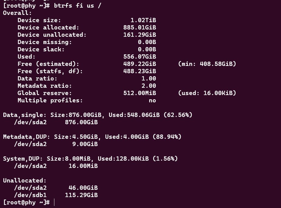 btrfs filesystem usage screenshot